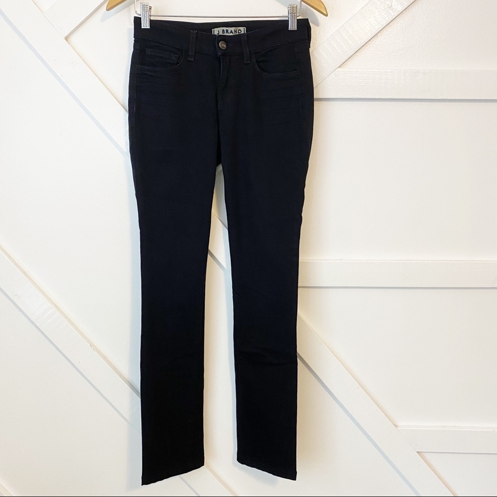 J Brand Curvy Fit Cigarette Straight Leg Mid Rise Denim Jeans Shadow Black Sz 27
